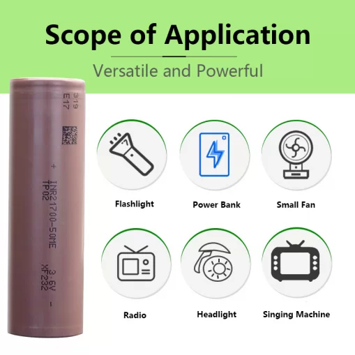 21700 lithium battery has reliable power and discharges continuously and stably.