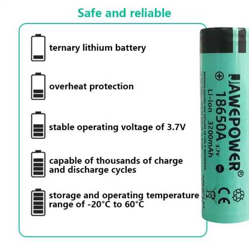 The 18650 lithium battery has strong power and discharges continuously and stably.