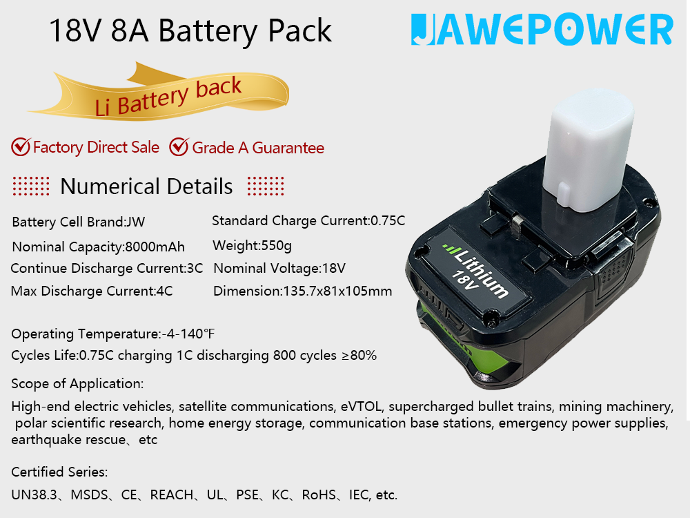18V 8AH Lithium Ion Battery Pack
